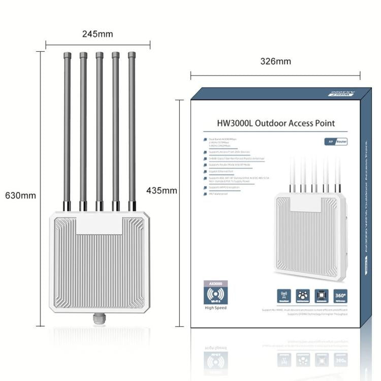 Router HW3000L WiFi 6 Dual Band 3000Mbps IP67 impermeabile