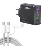Caricabatterie rapido 160W con 3 porte Type-C e 3 porte USB