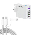 Caricabatterie rapido 160W con 3 porte Type-C e 3 porte USB