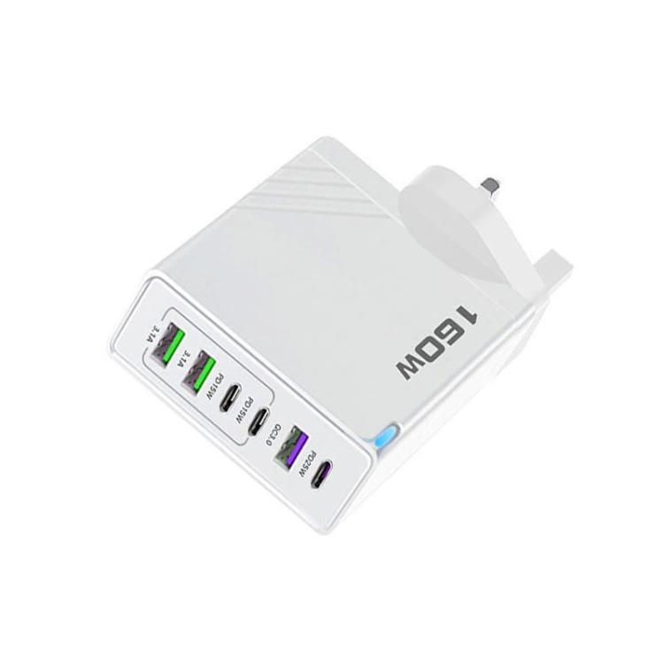 Caricabatterie rapido 160W con 3 porte Type-C e 3 porte USB