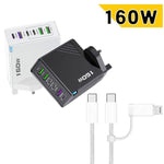 Caricabatterie rapido 160W con 3 porte Type-C e 3 porte USB