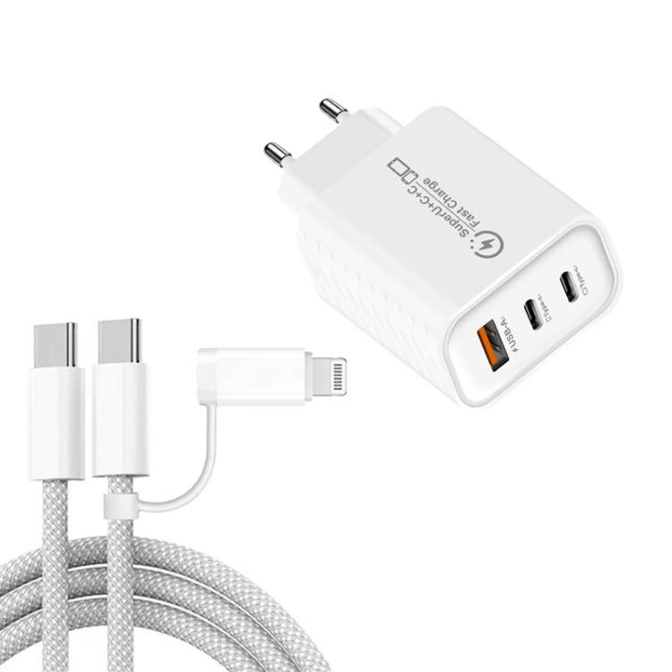 Caricabatterie USB 3.0 25W con 2 porte Type-C e cavo