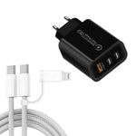 Caricabatterie USB 3.0 25W con 2 porte Type-C e cavo