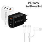 Caricabatterie USB 3.0 25W con 2 porte Type-C e cavo