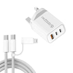 Caricabatterie USB 3.0 25W con 2 porte Type-C e cavo