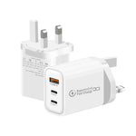Caricabatterie USB 3.0 25W con 2 porte Type-C e cavo