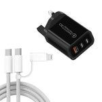 Caricabatterie USB 3.0 25W con 2 porte Type-C e cavo