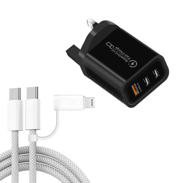 Caricabatterie USB 3.0 25W con 2 porte Type-C e cavo