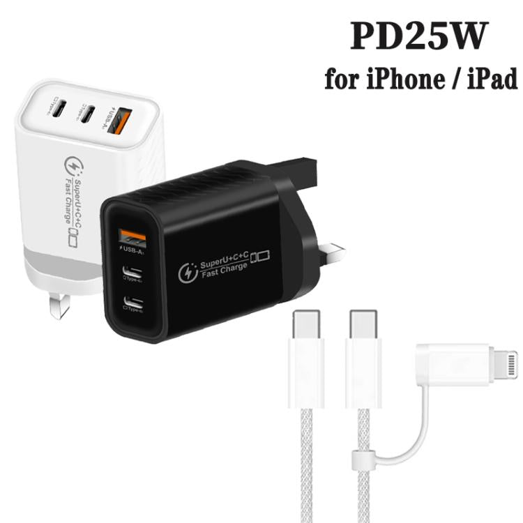 Caricabatterie USB 3.0 25W con 2 porte Type-C e cavo
