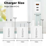 Caricabatterie USB 3.0 25W con 2 porte Type-C e cavo