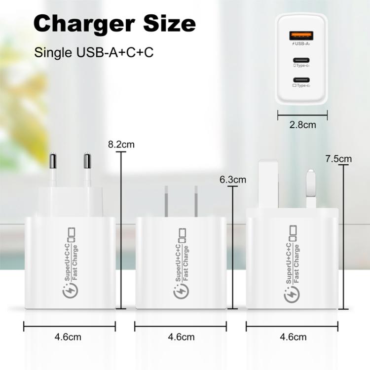 Caricabatterie USB 3.0 25W con 2 porte Type-C e cavo