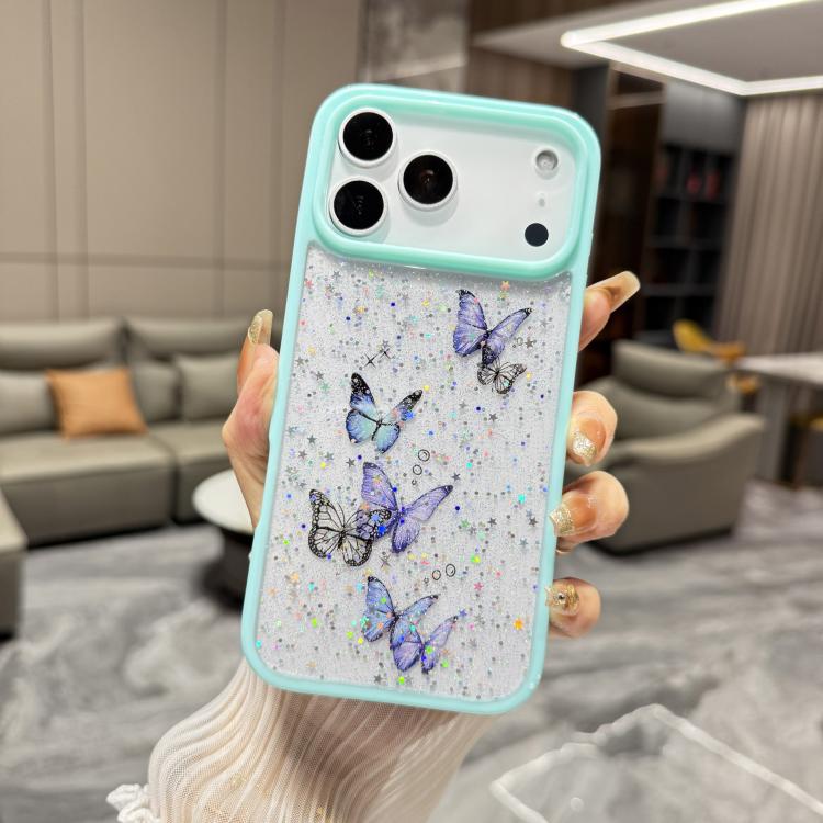 Custodia TPU glitter farfalla per iPhone 17 Pro Max