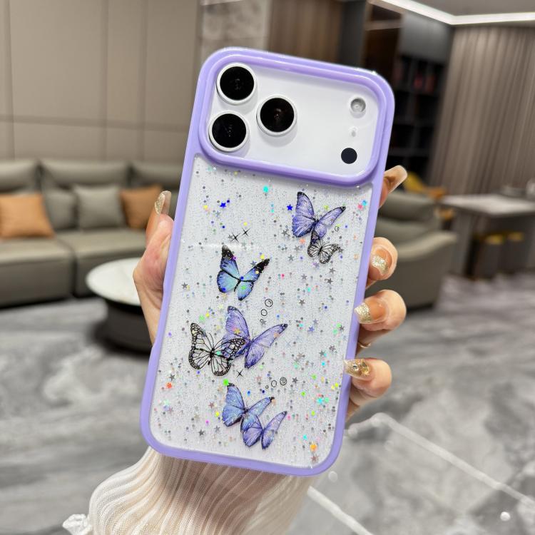 Custodia TPU glitter farfalla per iPhone 17 Pro Max