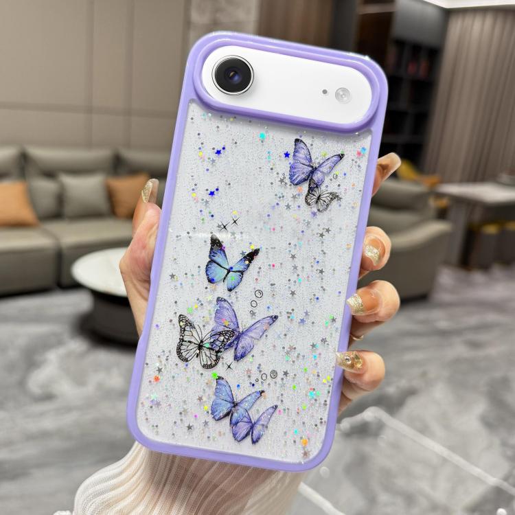 Custodia TPU glitter farfalla per iPhone 17 Pro Max