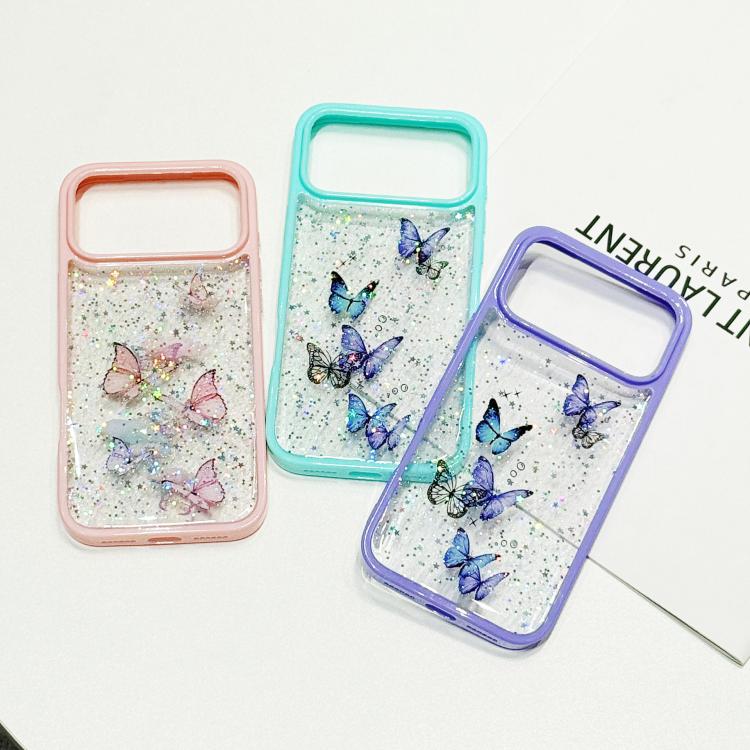 Custodia TPU glitter farfalla per iPhone 17 Pro Max