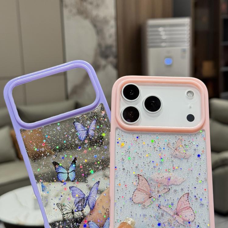 Custodia TPU glitter farfalla per iPhone 17 Pro Max