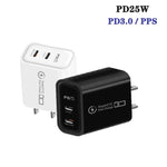 Caricabatterie doppio 25W con porta Type-C PD3.0
