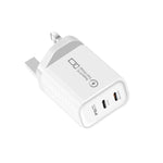 Caricabatterie doppio 25W con porta Type-C e spina UK