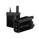Caricabatterie doppio 25W con porta Type-C e spina UK
