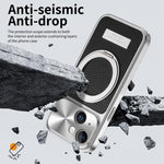 Custodia iPhone 13 con supporto magnetico effetto litchi