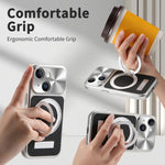 Custodia iPhone 13 con supporto magnetico effetto litchi