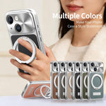 Custodia iPhone 13 con supporto magnetico effetto litchi