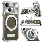 Custodia iPhone 13 con supporto magnetico effetto litchi