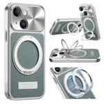 Custodia iPhone 13 con supporto magnetico effetto litchi
