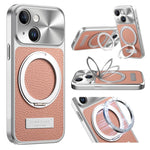 Custodia iPhone 13 con supporto magnetico effetto litchi