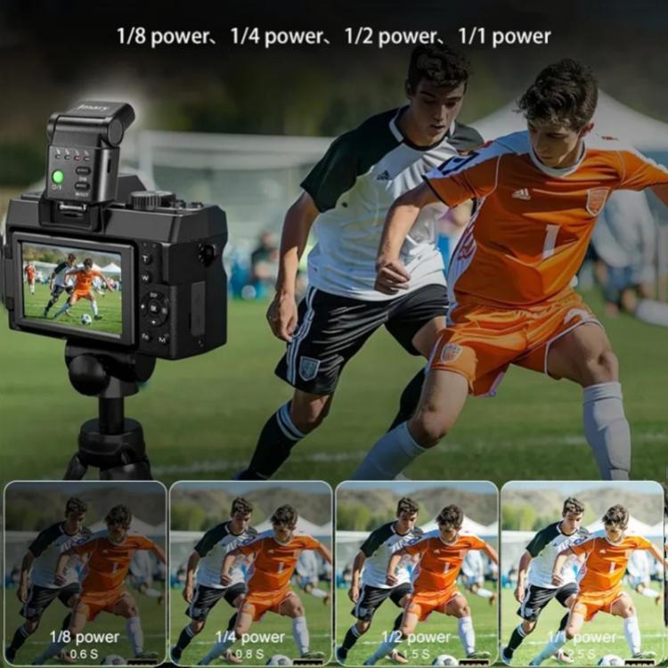 JMARY FM-06R Mini flash per fotocamera, luce di riempimento, attacco a slitta, luce LED ricaricabile da 300 mAh