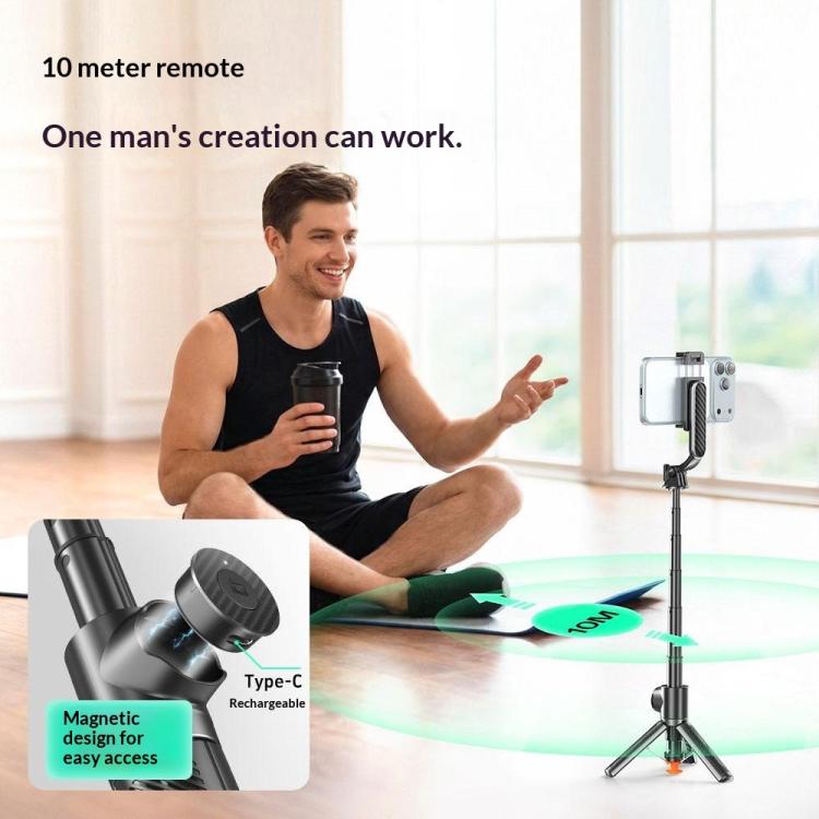 T01 Mini selfie stick per fotografia, treppiede estensibile da 69 cm, telecomando Bluetooth, supporto per telefono