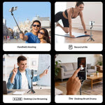 T01 Mini selfie stick per fotografia, treppiede estensibile da 69 cm, telecomando Bluetooth, supporto per telefono