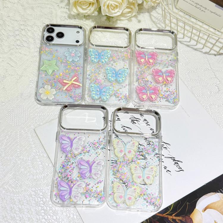 Custodia TPU e PC con farfalle 3D per iPhone 16 Pro