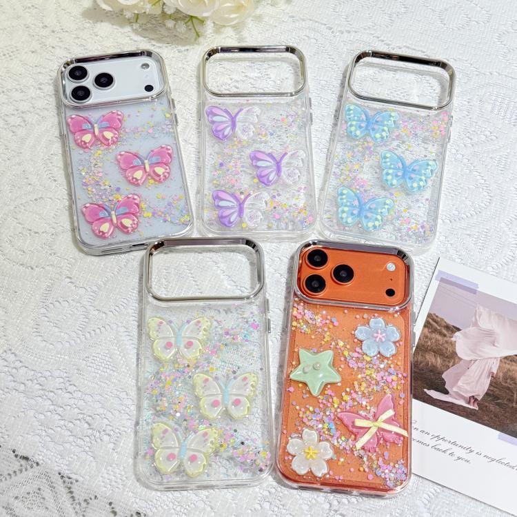 Custodia TPU e PC con farfalle 3D per iPhone 15 Pro