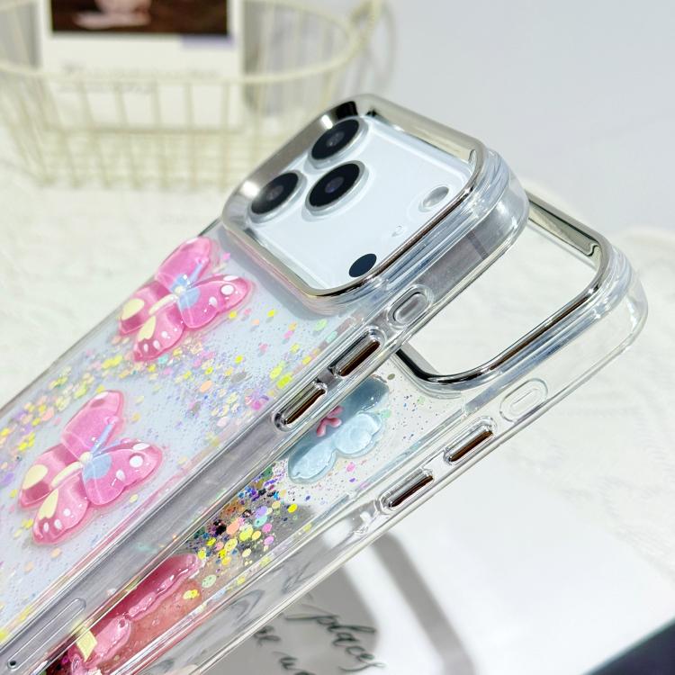 Custodia TPU e PC con farfalle 3D per iPhone 15 Pro