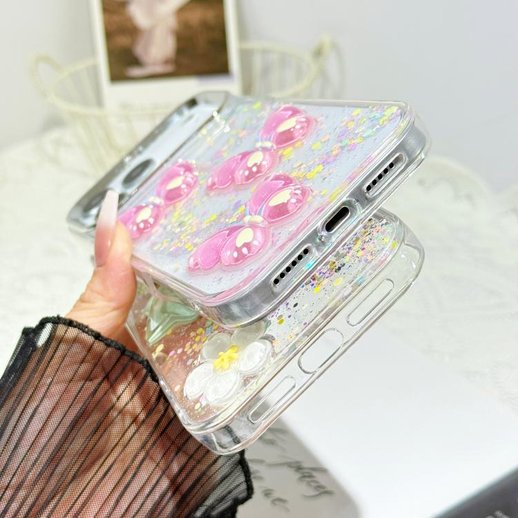 Custodia TPU e PC con farfalle 3D per iPhone 16 Pro