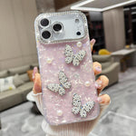 Custodia con texture conchiglia, perle e glitter per iPhone 16 Pr