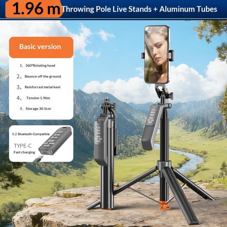 Supporto per selfie stick con treppiede e telecomando Bluetooth T02TK, rotazione a 360 gradi., T02TK