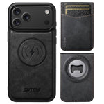 Custodia per telefono Suteni G5S5 2 in 1 con apribottiglie magnetico rimovibile, porta carte e retro in pelle bovina., For iPhone 13 Pro Max, For iPhone 13 Pro, For iPhone 13, For iPhone 12 Pro Max, For iPhone 12 / 12 Pro