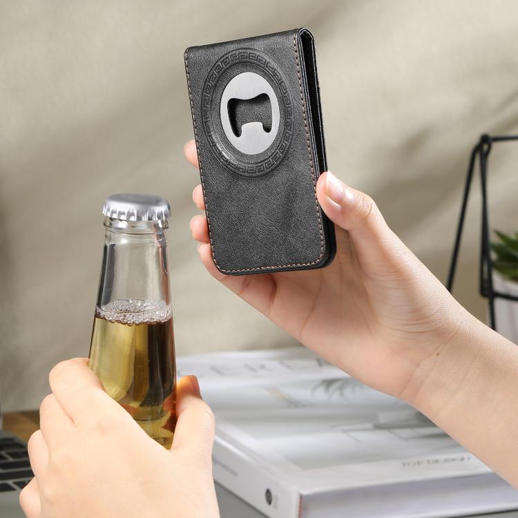 Custodia per telefono Suteni G5S5 2 in 1 con apribottiglie magnetico rimovibile, porta carte e retro in pelle bovina., For iPhone 13 Pro Max, For iPhone 13 Pro, For iPhone 13, For iPhone 12 Pro Max, For iPhone 12 / 12 Pro