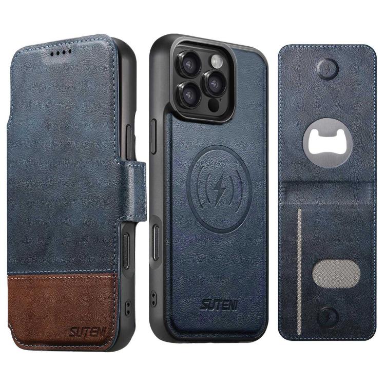 Custodia per telefono Suteni Q06S5 3 in 1 con apribottiglie staccabile, porta carte e chiusura magnetica in ecopelle., For iPhone 15 Pro Max, For iPhone 15 Pro, For iPhone 15 Plus, For iPhone 15, For iPhone 14 Plus, For iPhone 14, For iPhone 14 Pro    ...