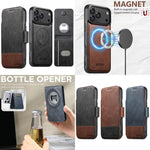Custodia per telefono Suteni Q06S5 3 in 1 con apribottiglie staccabile, porta carte e chiusura magnetica in ecopelle., For iPhone 15 Pro Max, For iPhone 15 Pro, For iPhone 15 Plus, For iPhone 15, For iPhone 14 Plus, For iPhone 14, For iPhone 14 Pro    ...