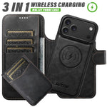 Suteni Q05S5 Custodia per telefono 3 in 1 con apribottiglie staccabile, porta carte magnetico in pelle bovina vegana, For iPhone 17 Pro Max, For iPhone 17 Pro, For iPhone 17, For iPhone Air, For iPhone 16 Pro Max, For iPhone 16 Pro, For iPhone 16 Plus ...