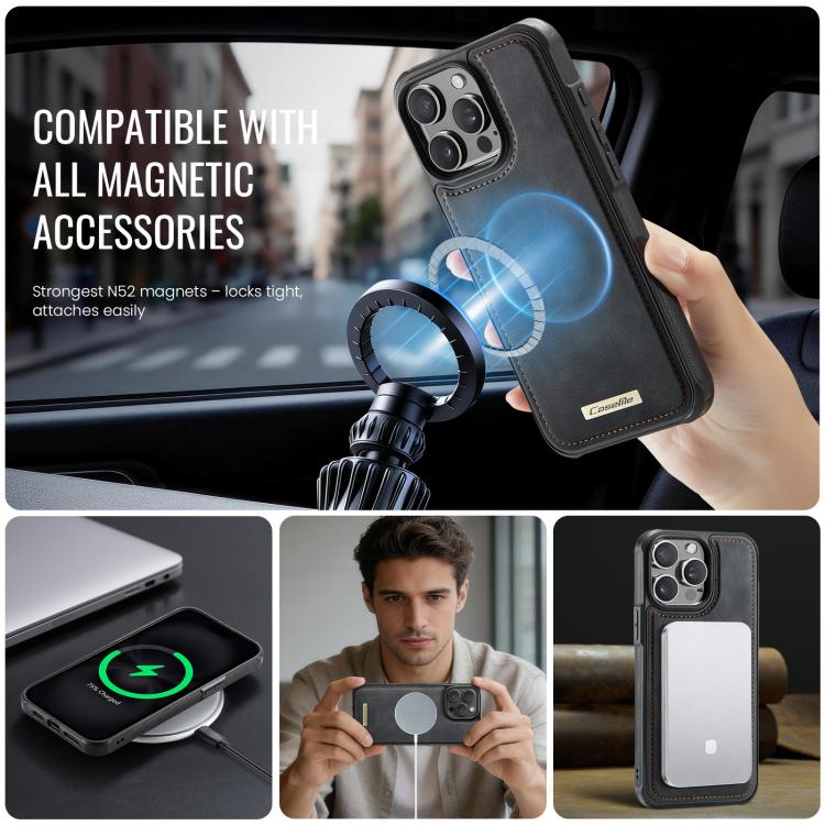 Custodia posteriore magnetica in ecopelle CaseMe serie C69 per telefono., For iPhone 14 Pro, For iPhone 14 Pro Max, For iPhone 13 Pro Max, For iPhone 13 Pro