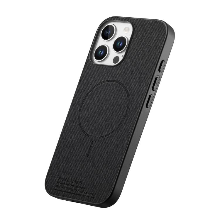 Cover posteriore magnetica in tessuto PU per iPhone 15