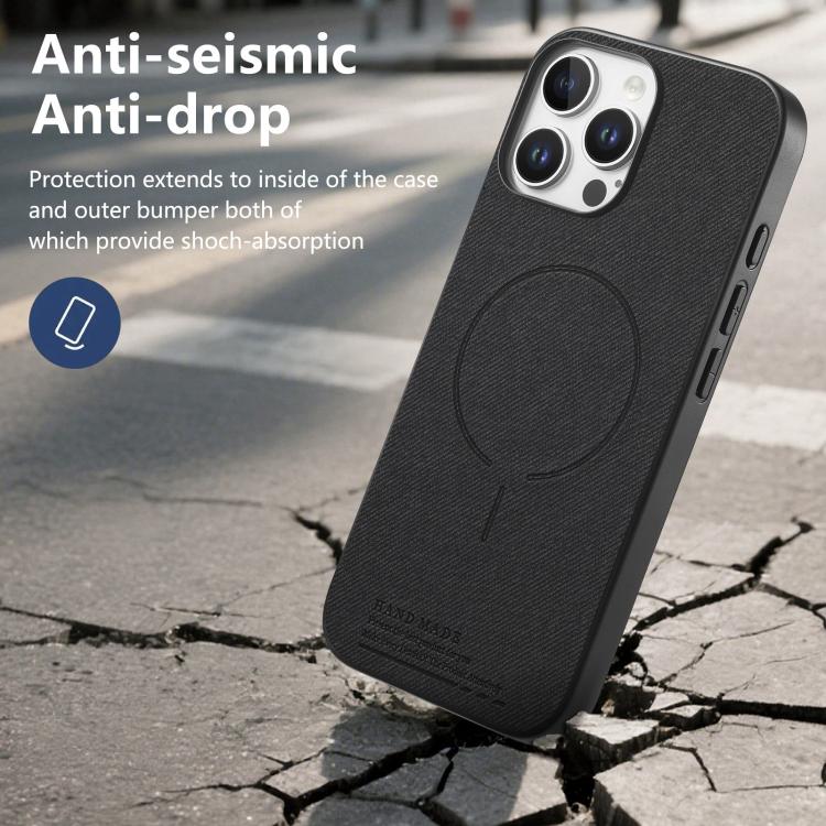 Cover posteriore magnetica in tessuto PU per iPhone 15