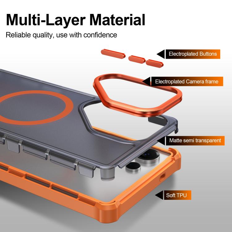 Custodia antiurto magnetica semitrasparente con effetto pelle per Samsung Galaxy