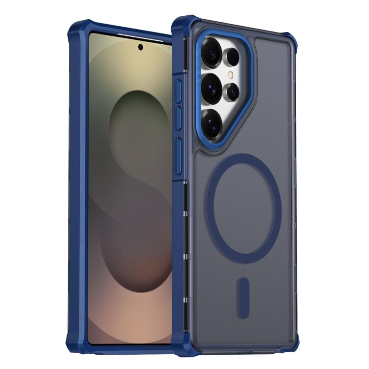 Custodia antiurto magnetica semitrasparente con effetto pelle per Samsung Galaxy