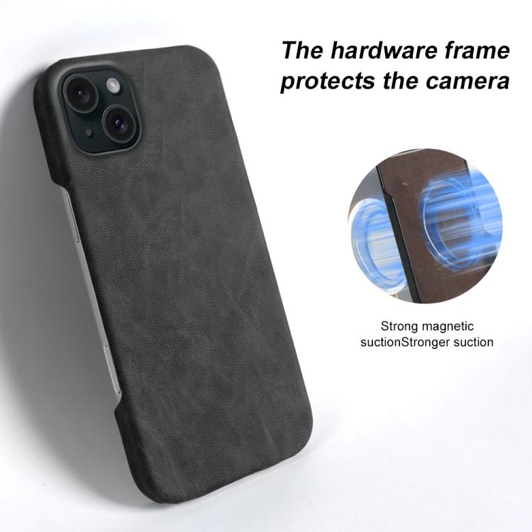 Cover posteriore in ecopelle con chiusura magnetica per iPhone 15
