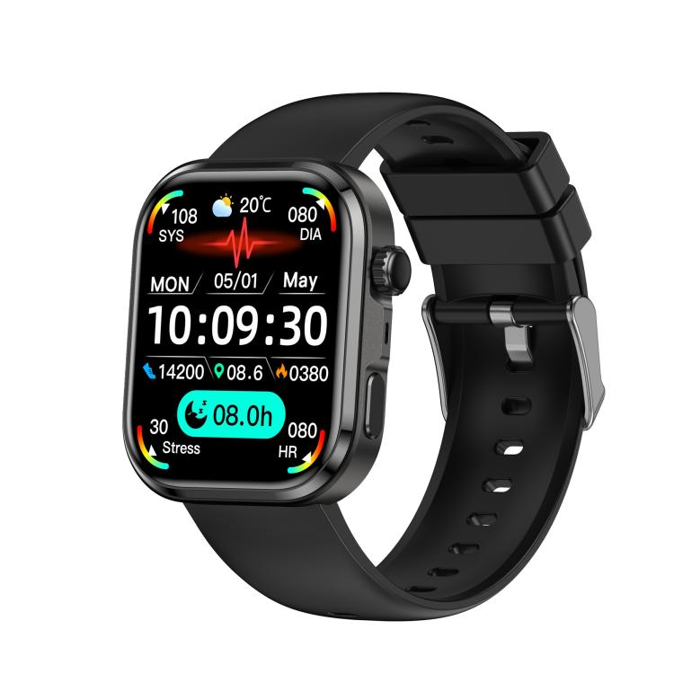 Smartwatch G47 con schermo a colori HD da 1,83 pollici, chiamate Bluetooth, cinturino in silicone e supporto per il monitoraggio della salute/funzione HRV.